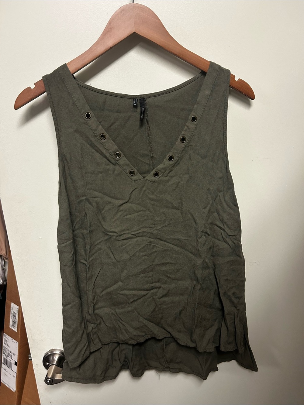 Maurices Olive Grommet V-Neck Tank Top